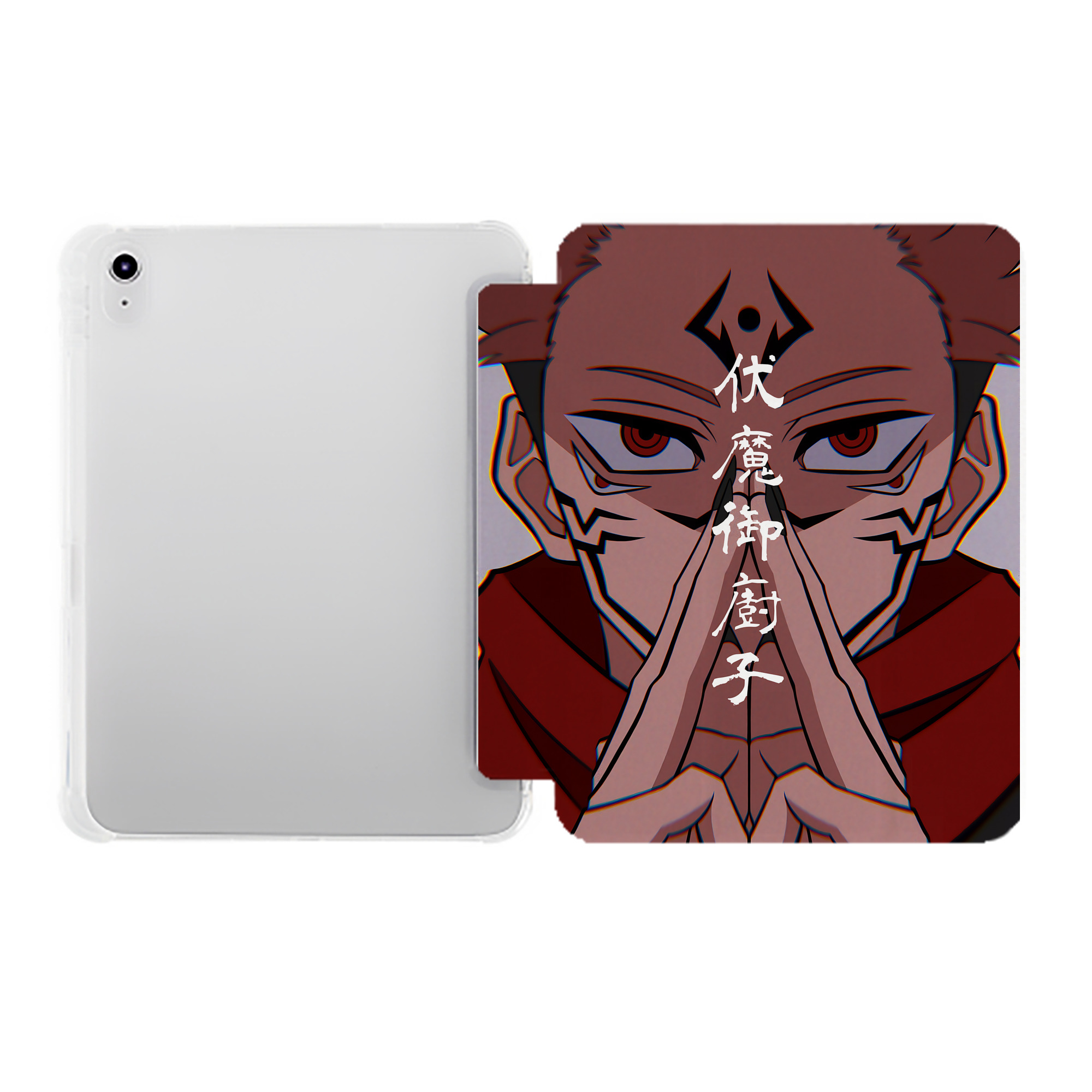 （画像用） 呪術廻戦 Jujutsu Kaisen IPad ケース ペン収納付き 三つ折りスタンド PUレザー×シリコン 対応機種9.5/10.5/10.9インチ